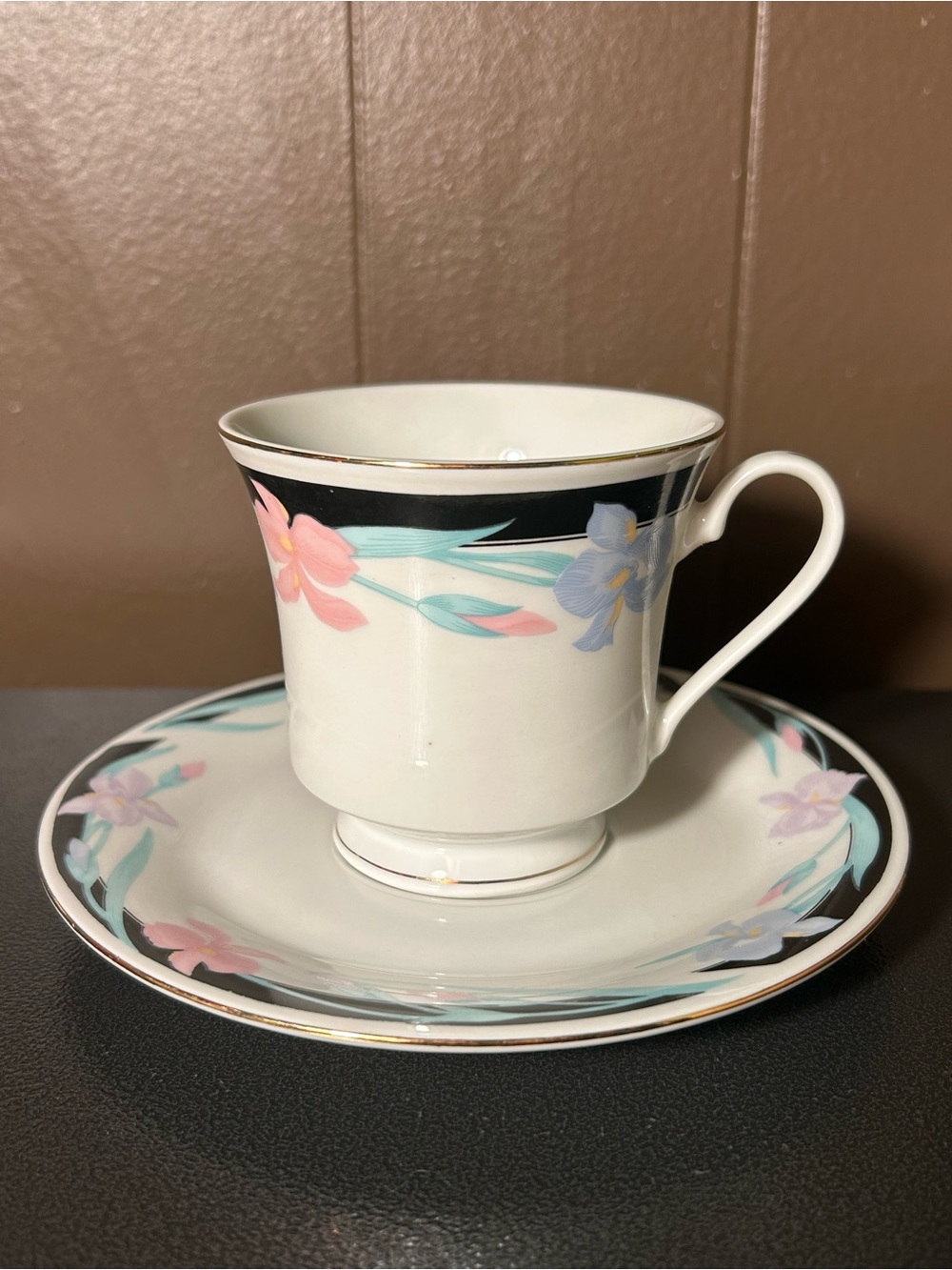 Vintage Tienshan Floral Bone China Teacup and Saucer